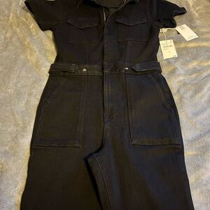 Good American Jet Black Straight Leg Jumpsuit